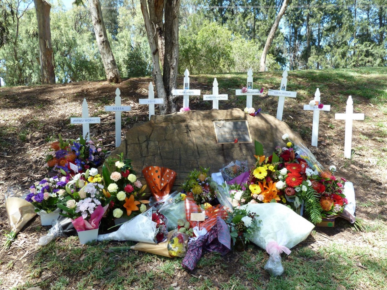 Floral tributes at Pitman Park